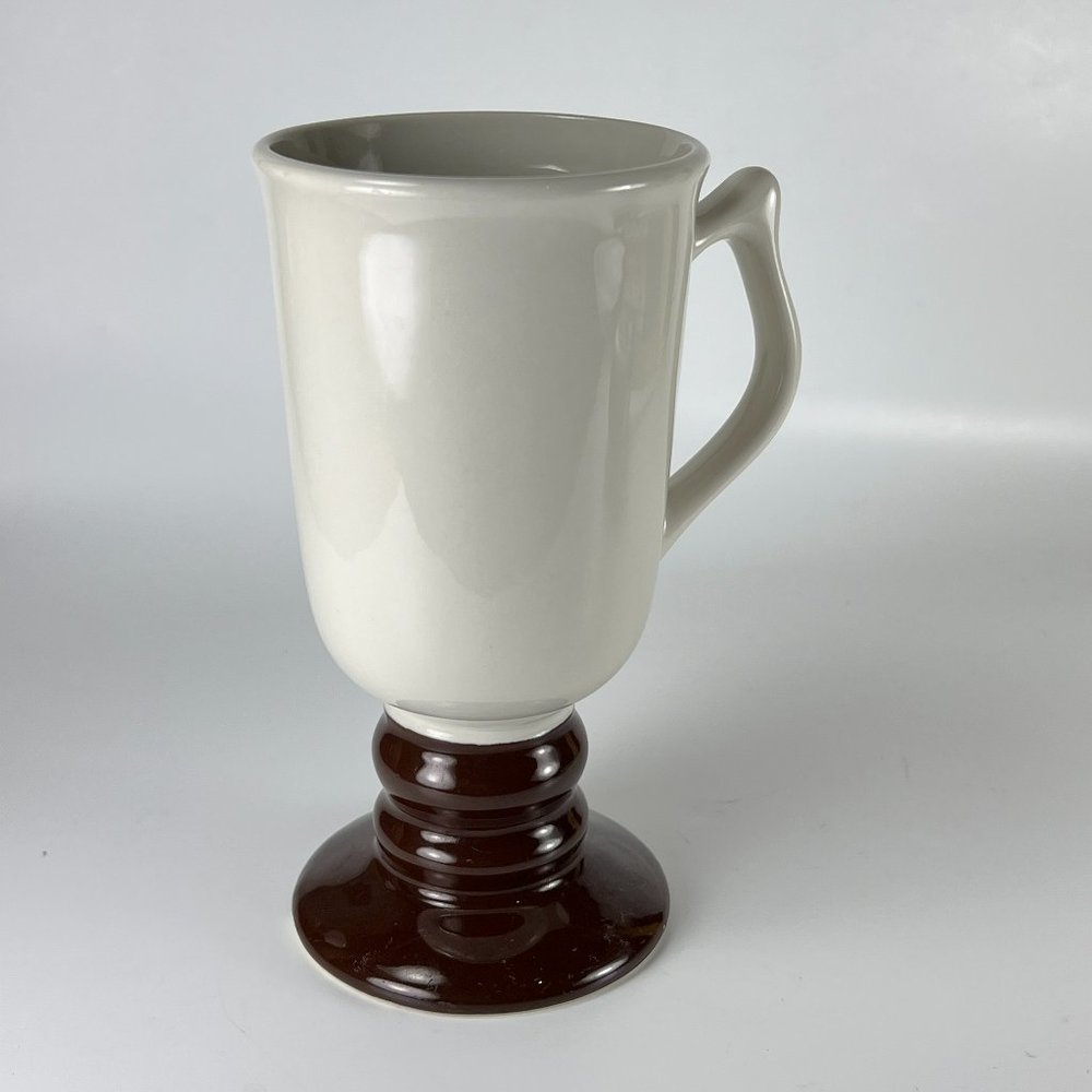 Vtg Hall Coffee Cup Mug Goblet White Brown Ceramic 1273 Footed USA Replacement